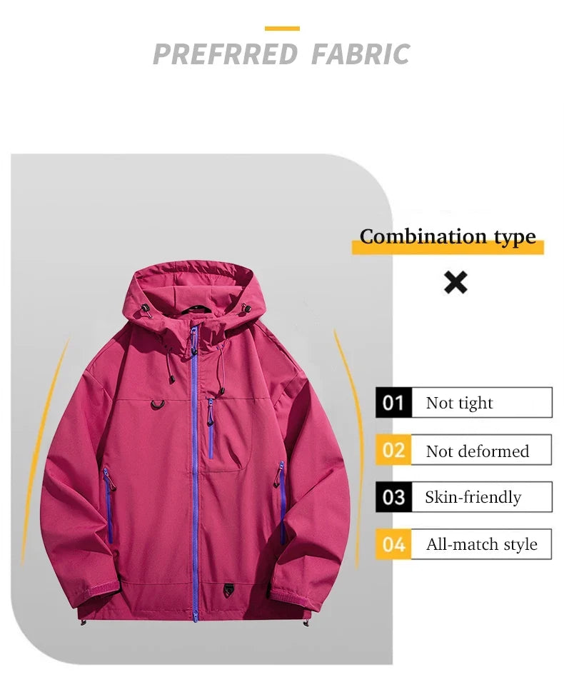 Unisex Waterproof Windbreaker Outdoor Sport Windproof Single-Layer Jacket Men Women Hiking Climbing Trekking Rain Coat