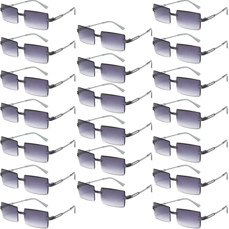 20 Pcs Per Set Rimless Rectangle Sunglasses Fashion Gradient Ocean Lenses Shades Ins Trendy Beach Vacation Sun Glasses
