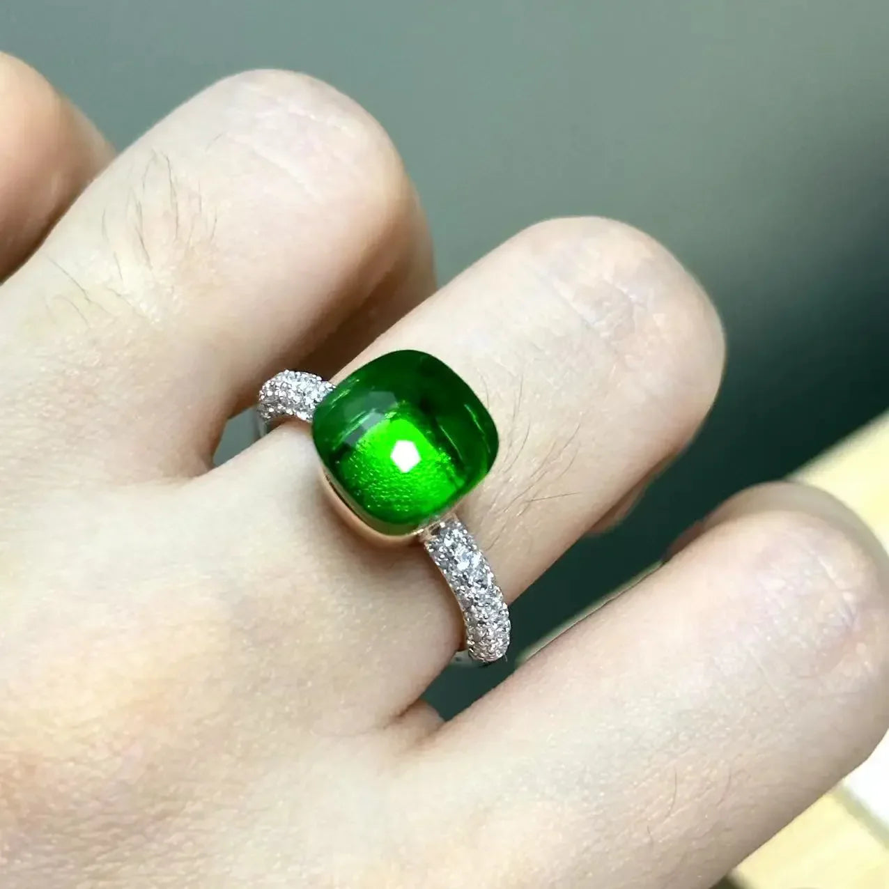 10.6mm S925 Ring Silver Rose Gold Metal 32 Colors Candy Style Zircon Crystal Ring for Women Fine Jewelry Party Gift Trendy Ring