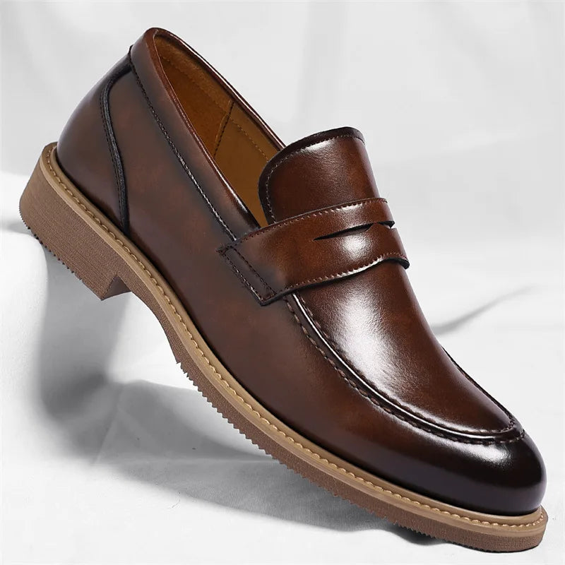 British Style Business Casual Shoes for Man Spring Autumn New Designer Leather Shoes Male Solid Color Men's Dress Elegant Shoe