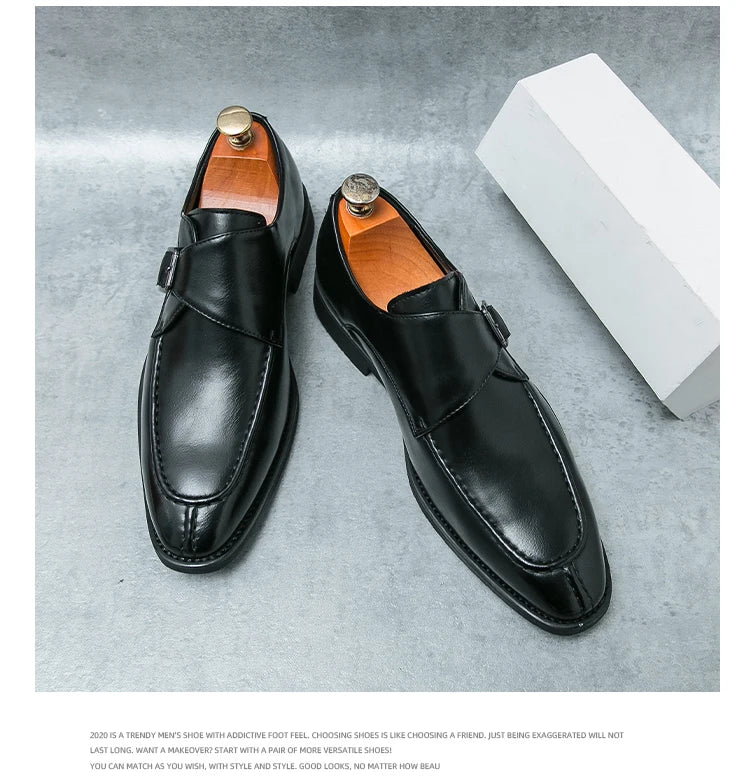 Men's business casual leather shoes cowhide retro round head British leather shoes men's leather big head men's shoes tide