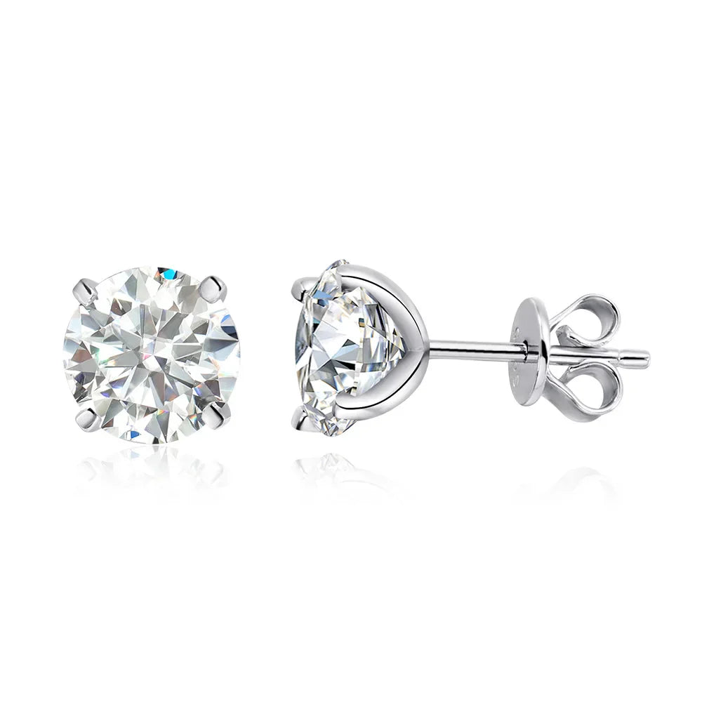 1CT Round Moissanite Stud Earrings for Women 925 Sterling Silver Plated 18K Classic Wedding Sparkling Lab Diamond Earring
