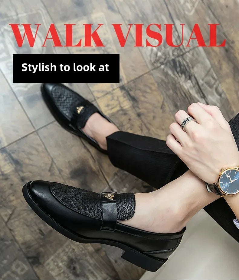 Men's Business Casual Shoes Autumn British Style Pointed Toe Formal Leather Shoes Easy to Wear Black Suit Wedding Shoes