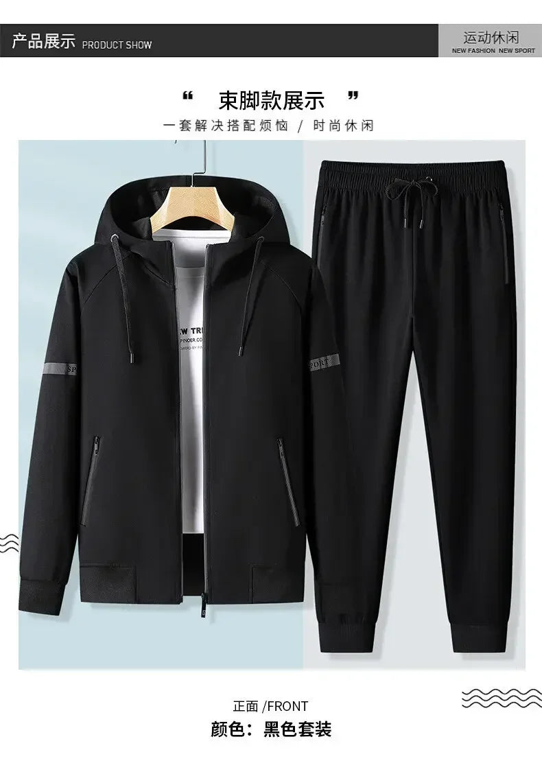 Thicker Fleece Jacket+Pants 2 Pieces Men Winter Tracksuit Sets Black Red Gray Sets Hoodies Casual Hooded Warm Sweatshirts+Pants