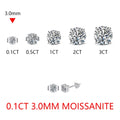 2 Carat 8.0mm D Color Moissanite Stud Earrings For Women Top Quality 100% 925 Sterling Silver Sparkling Wedding Jewelry