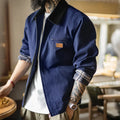 Men's Retro J001 Detroit Jacket Heavyweight Canvas Hunting Coat Lapel Collar Work Jackets with Zipper for Spring Fall