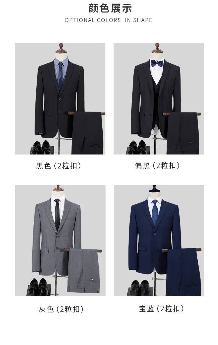 S-8XL Suit (Blazer+ Pants) Men's Fashion Casual Outdoor Gentleman Business Wedding Slim-fit Formal British Style Wedding Suit