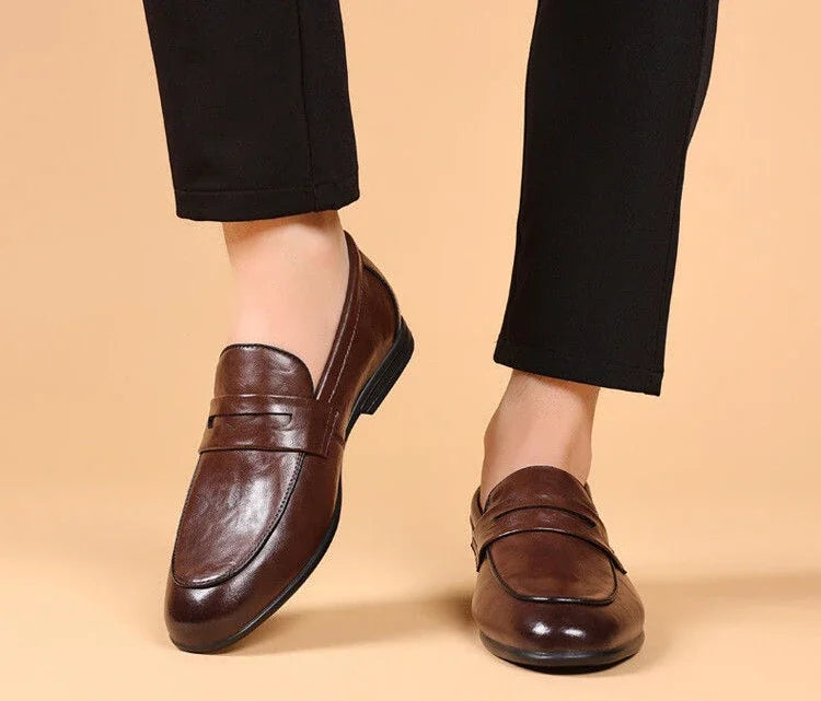Brown Flat Leather Loafers Shoes for Men Fashion 2025 Classic Original Size Man Casual Shoe 45 Comfortable Shipping Free New In