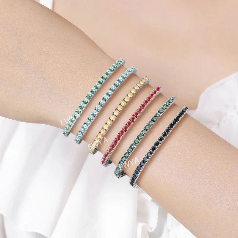 Luxury Real 3/4/5/6.5MM Full Champagne Blue Green Moissanite Tennis Bracelet for Men Women S925 All Red Diamond Bracelets