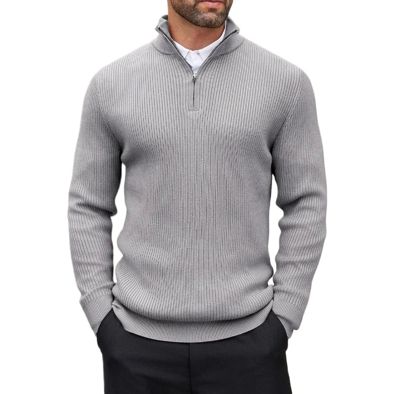 Autumn Men's Quarter Zip Pullover Dress Slim Sweater Mock Neck Sweaters Casual Long Sleeve Pullovers Outerwear Winter Warm Tops