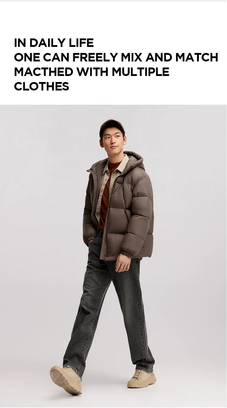 Down Jacket Men 2024 Winter New Thermal Three-Proof Couple Hooded Outerwear Solid Color Versatile Down Jacket