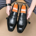 Men's Large Size Thick Bottom Heightening Painted Surface Slip-On Loafers Shoes with Rubber Sole And Ultra Leather Material