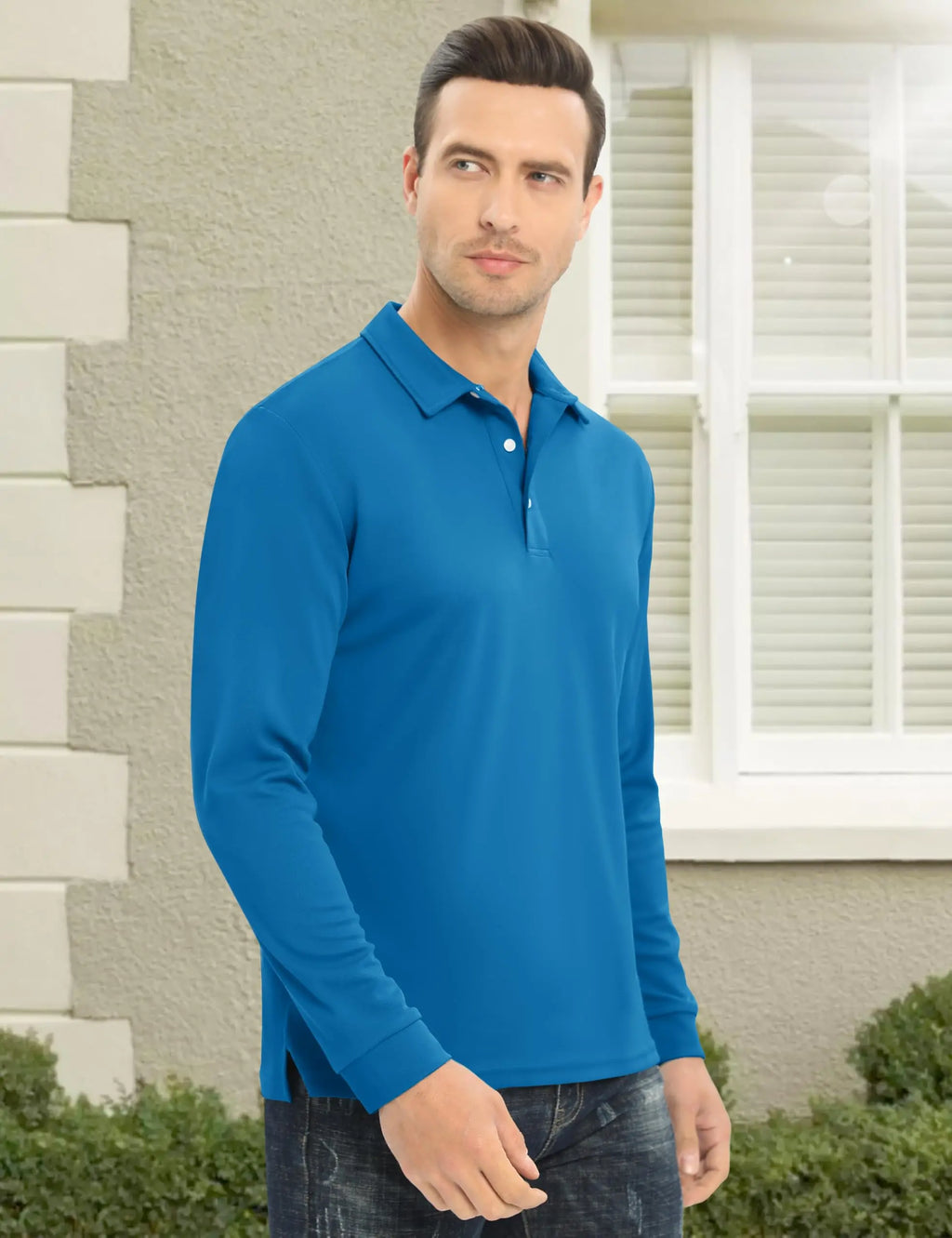 Men Sports Polo Shirts Quick Dry Golf T-shirts Breathable Work Shirts Casual Office Shirts Lightweight Top Long Sleeve
