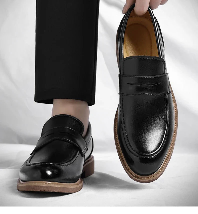 British Style Business Casual Shoes for Man Spring Autumn New Designer Leather Shoes Male Solid Color Men's Dress Elegant Shoe