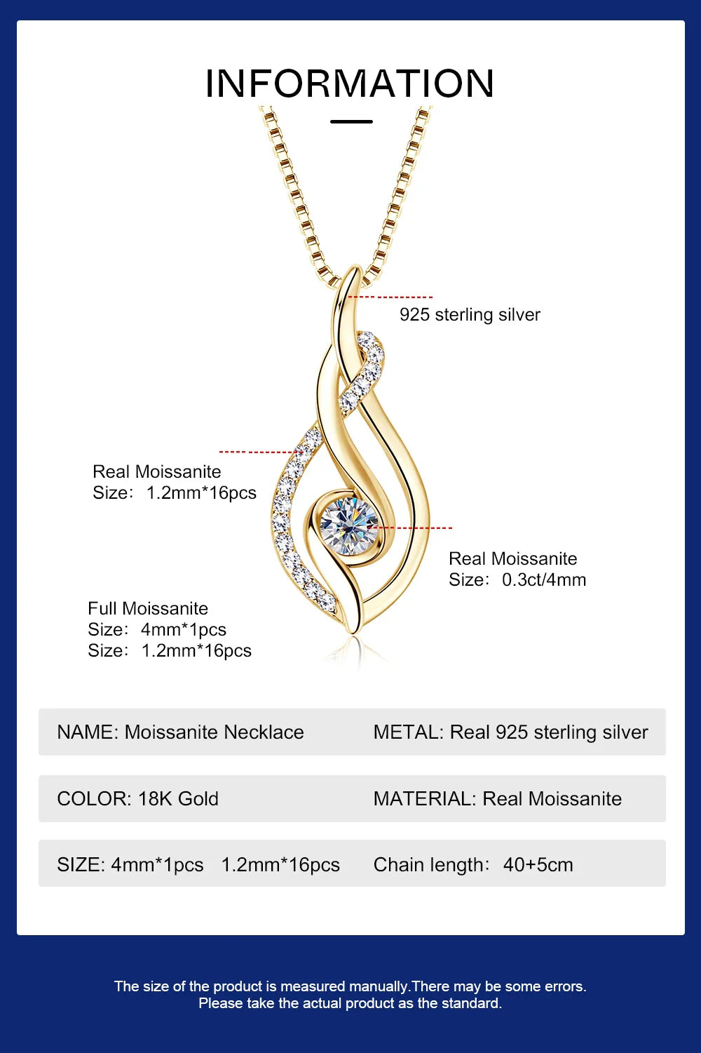 Real Full Moissanite Necklace for Women Twisted Pendant Choker Chain 925 Silver Yellow Gold Color Fine Jewelry with Certificate