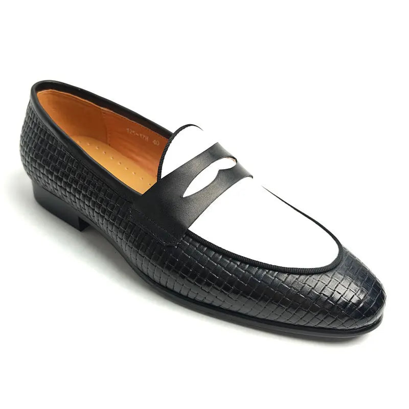 Fashion Trendy Loafers For Men Handmade Genuine Leather Comfortable Slip On Casual Man's Shoes in Black and White Career Wearing