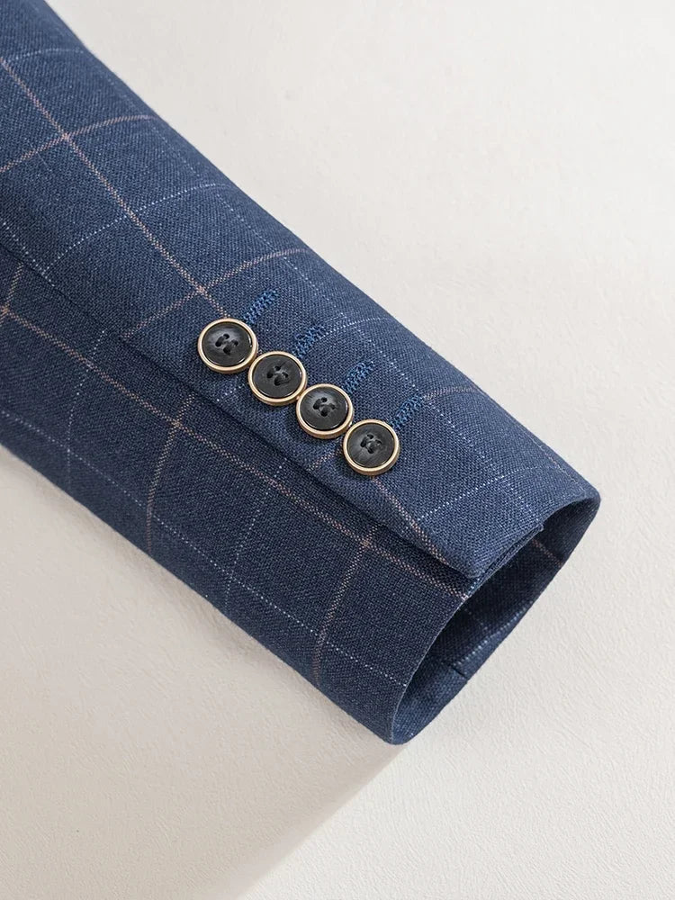 High Quality khaki Plaid suit Formal Business Office Men's Suits Fashionable and Casual evening gown