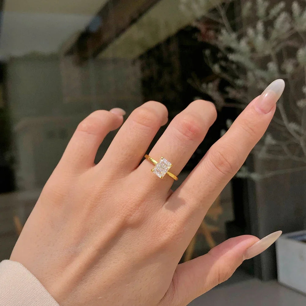 18K Gold Plated 925 Sterling Silver Crushed Ice Cut Lab Sapphire Gemstone Wedding Party Fine Jewelry Rings Wholesale