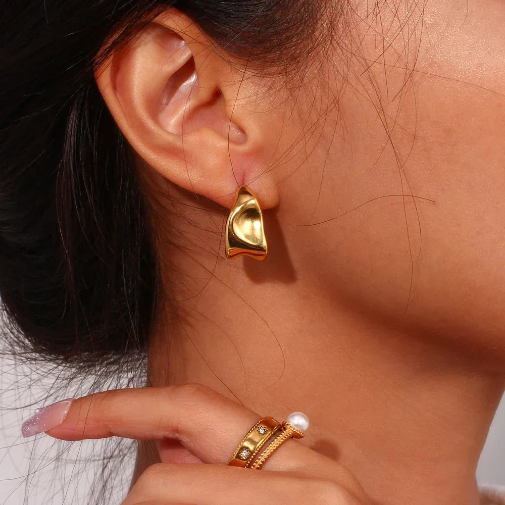 Hot-Selling Geometric Trapezoid Shape Creole Stainless Steel Earrings For Woman Unusual Earrings Women's Ear Creoles