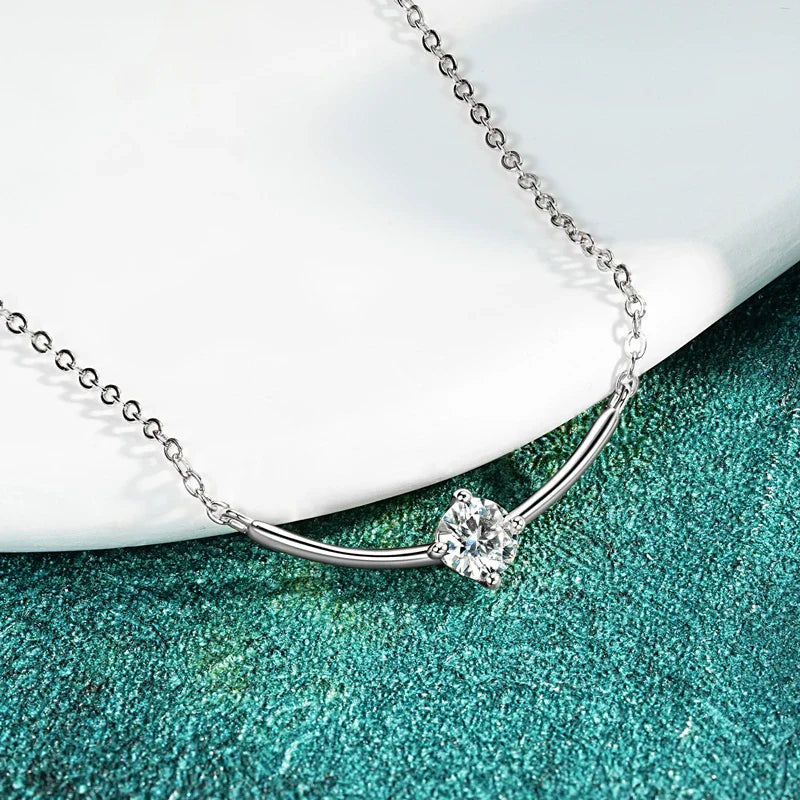 Minimalist Choker Necklace For Women 925 Sterling Silver 5mm 0.5ct Moissanite Pendant Necklace Delicate Daily Jewelry Gift