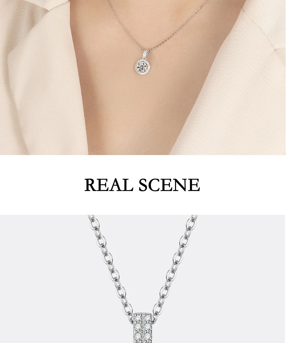 1-5CT Moissanite Necklace for Women S925 Pure Silver Round Laboratory Diamond Pendant Fashionable Wedding Luxury Jewelry