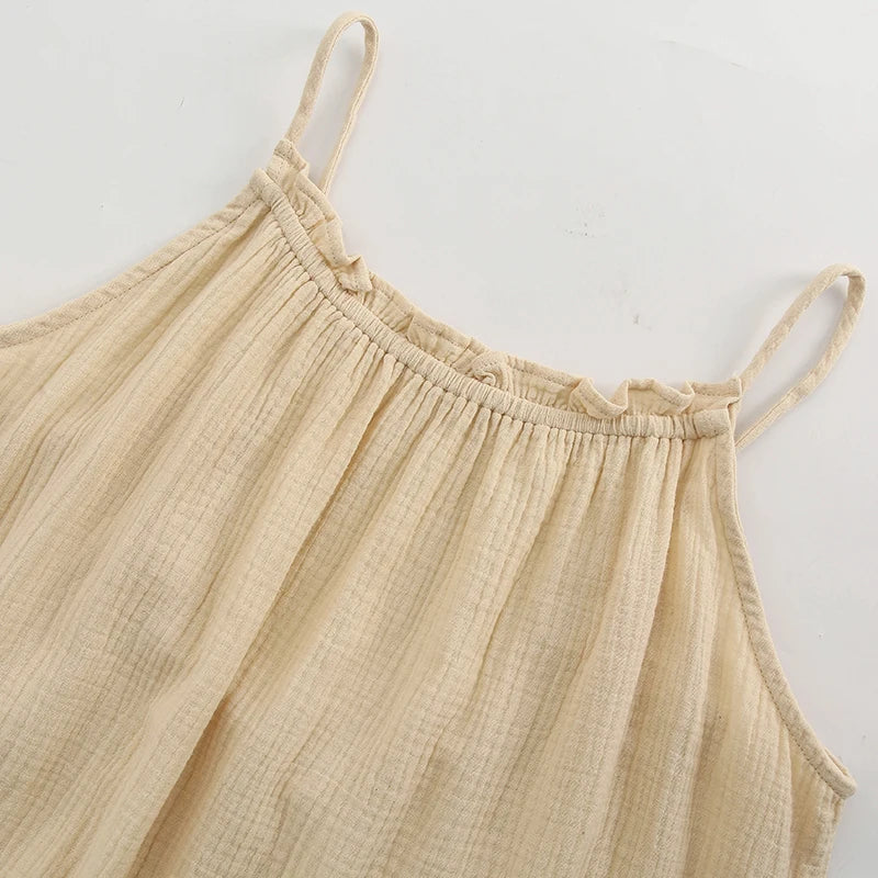 Muslin 100% Cotton Summer Dress Woman 2026 Trendy Sexy Sleeveless Ruched Long Maxi Party Dresses Chic Sundress