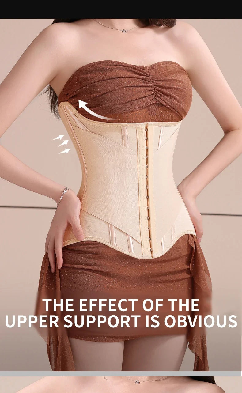 MiiOW U-shaped Waist Trainer Corset Women Buttoned Shapers Breast Lifted Waist Trainer Steel Bone Slimming Womens Body Shapewear