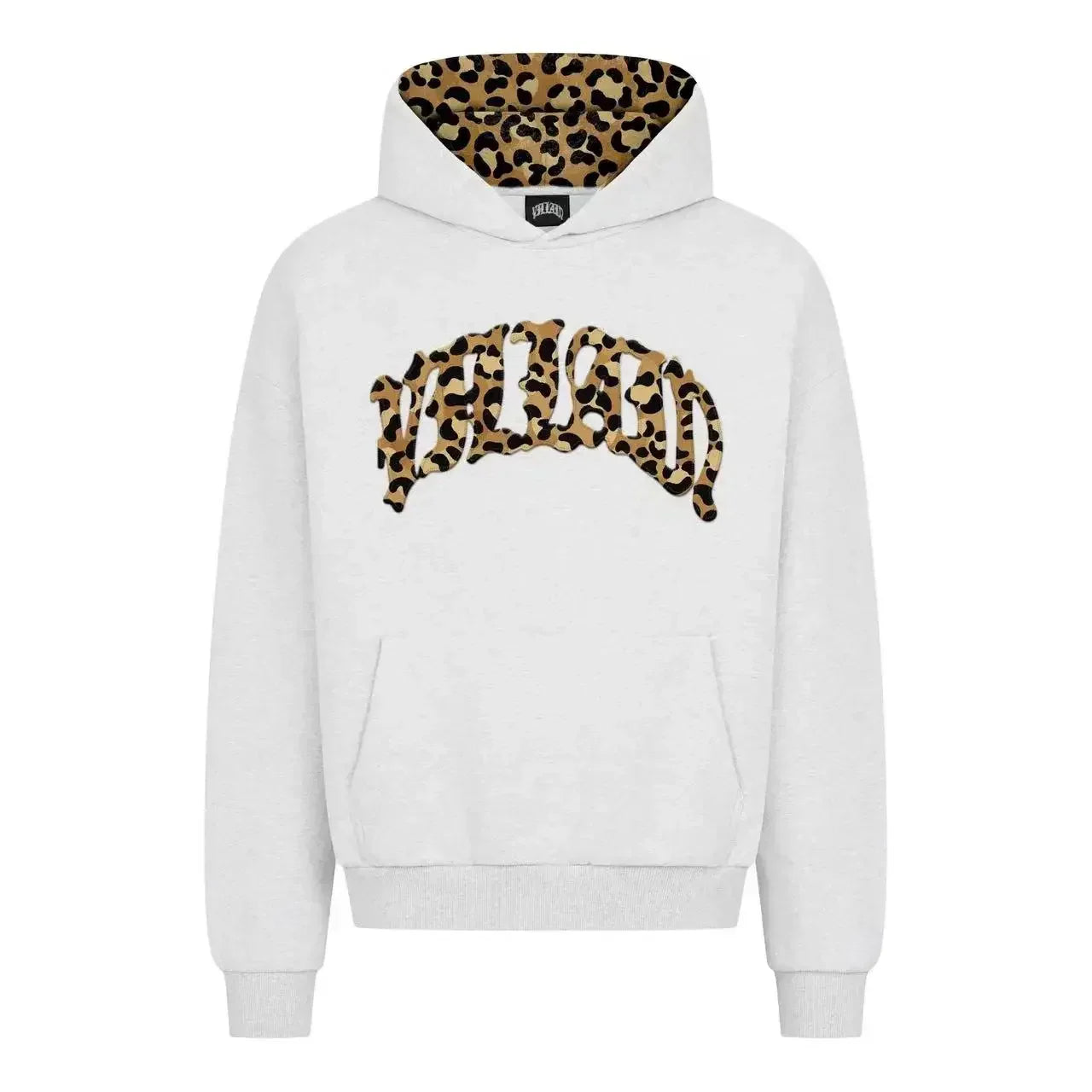 High street fashion leopard print letter embroidered men sportswear suit Y2K American casual retro hoodie trend loose clothing