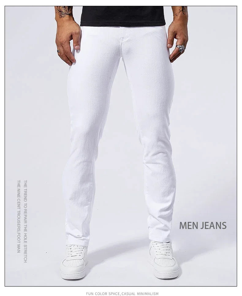 Men's White Casual Jeans New Denim Pants Comfortable Fashion Stretch Slim Fit Straight Trousers Male Clothing Streetwear Jeans