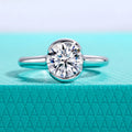 2ct D Color Moissanite Engagement Ring 925 Sterling Silver Half Bezel Setting Solitaire Promise Rings for Women Gifts