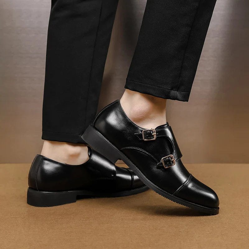 Luxury Brand New Men Casual Shoes Leather Men Fashion Double Buckle Loafers Mens Slip-on Board Oxford Shoes Spring Elegant Flats