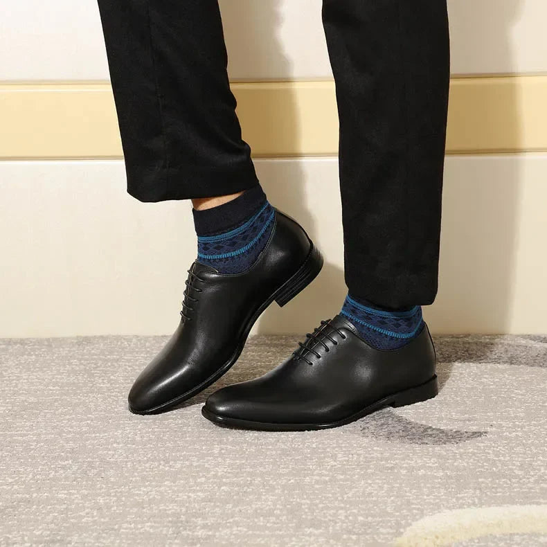 Designer Genuine Leather Mens Wholecut Oxford Shoes Luxury Brand Black Brown Dress Shoes for Business Office Formal Wear