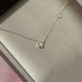 S925 Sterling Silver Simple Emerald Crystal Chain  Necklace  Women Light Luxury Temperament Plating 18k Gold Jew   style