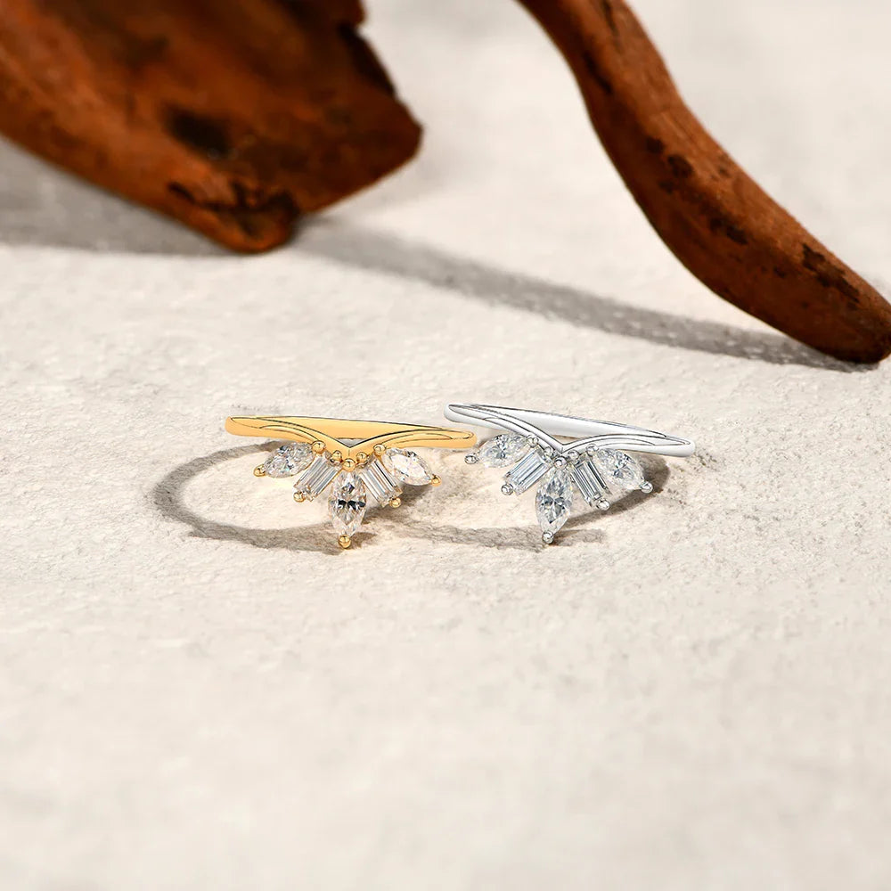Luxury Sparkling Marquise Rectangle Moissanite Curved Ring S925 Silver for Women party Daily Jewelry Gifts Anniversary