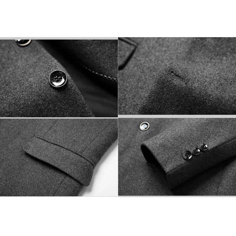 Brand Business Casual Wool Blazer Men 2026 Autumn and Winter New Solid Men Blazer Regular Fit Long Sleeve Blazers for Men