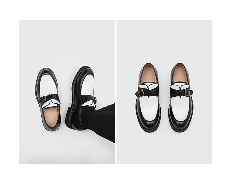 Business Men Loafers Black Brown Buckle Men Casual Button-up Thick-soled Anti-slip Fashion Brand Shoes Wedding Dress Shoes Men