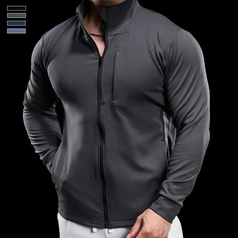 Men Running Jackets Gym Zipper Sport Jacke Jogging Training Quick-drying Fitness Sweatshirt Outdoor Casual Running Sportswear