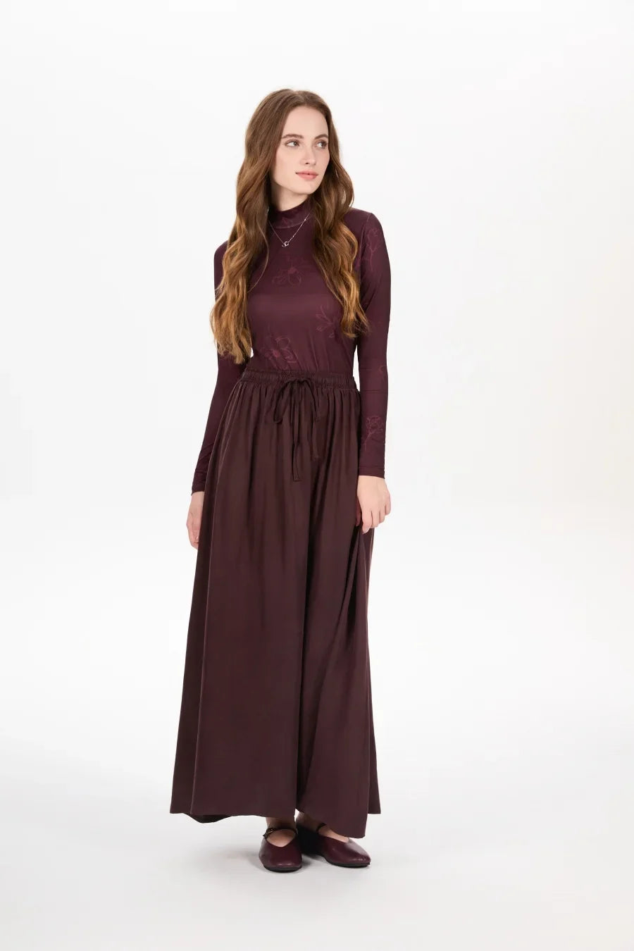 AW25 super soft high quality expensive cupro collection shirt + slip dress + skirt + print mockneck woman matching set