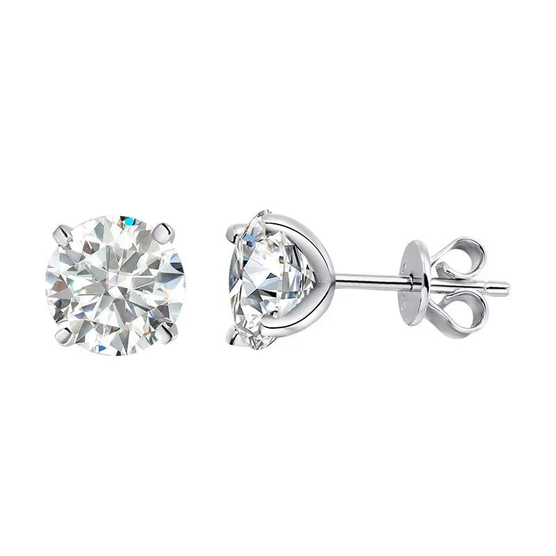 Real 0.2CT-3CT D Color Moissanite Four Claws Stud Earrings For Women Top Quality 100% 925 Sterling Silver Wedding Jewelry