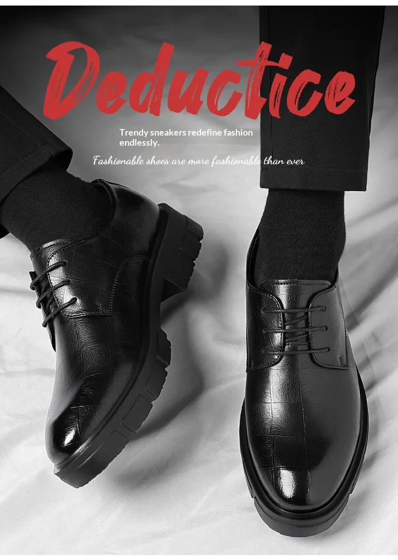 8-10cm Height Increasing Shoes for Men Platform Breathable Lift Casual Inside High Shoes Business Dress Elevator Leather Shoes