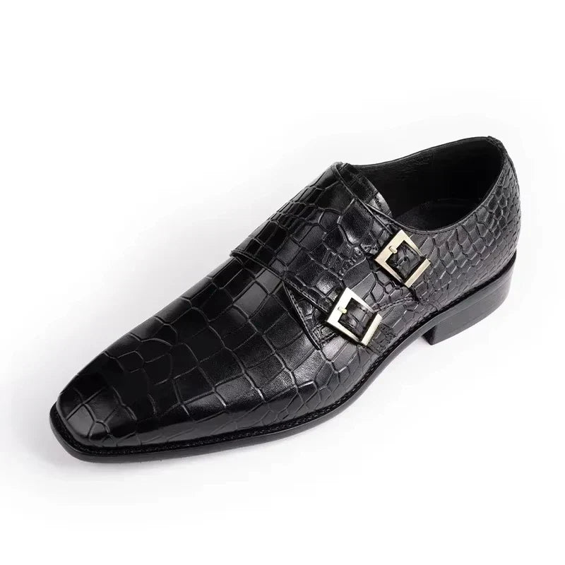 Men's Genuine Leather Dress Loafers Handmade Double Buckle Monk Slip-On Shoes for Party & Formal Wear Fashion& Men's Footwear