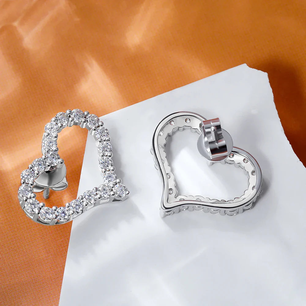 D Color Heart Shape Moissanite Diamond Jewelry Set for Women 925 Sterling Silver Pendant Necklace Stud Earrings Wedding Jewelry