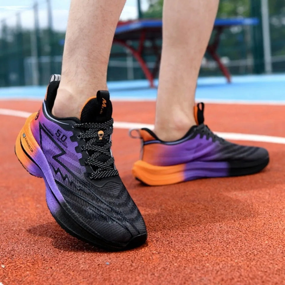 Men's Carbon Plate Running Shoes Soft Cushion Shock Absorbing Sports Shoes Unisex Sneakers Light Anti-Slip Training Shoes