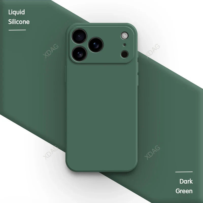 جراب هاتف أصلي من السيليكون السائل لهاتف iPhone 17 Pro Max Air 17Pro 17Max 5G بحافة مستقيمة وحماية للعدسة غطاء خلفي ناعم أساسي