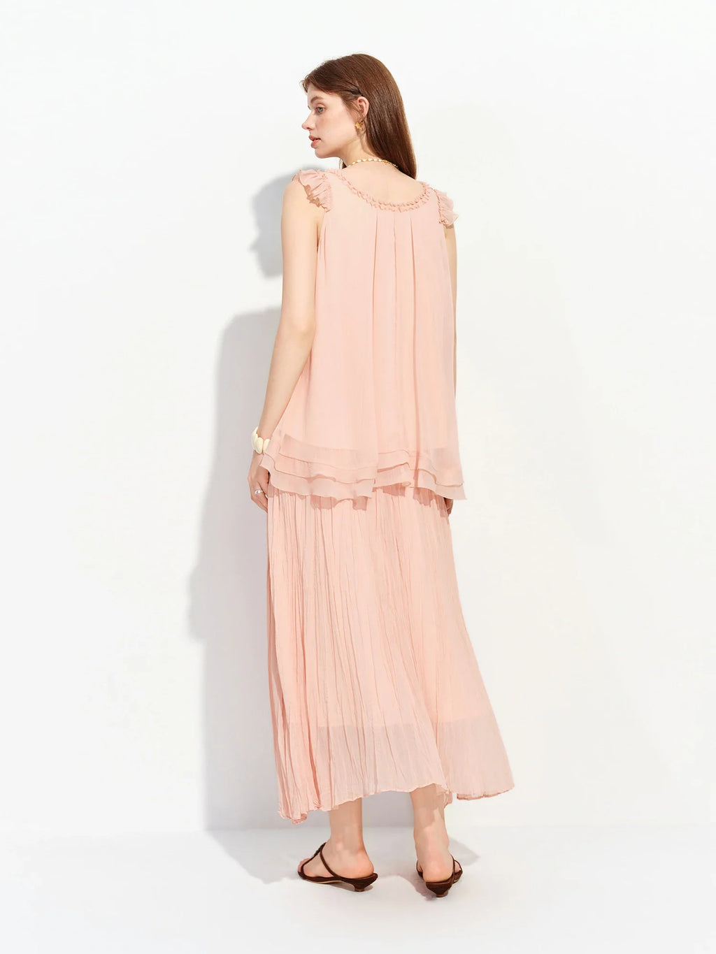 2026 Summer Women's French-Inspired Romantic V-Neck Self-Tie Blouse Ruffle Trim & Matching Separate for Daily