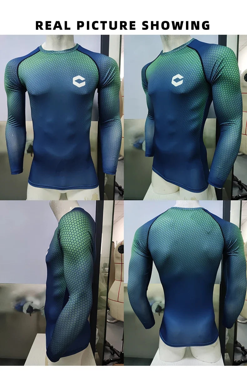 UV Sun Protection Shirt Long Sleeve Men Blouse Sports Sublimated T-Shirts Gym Swim Surf Rashguard Jiu Jitsu BJJ Tops