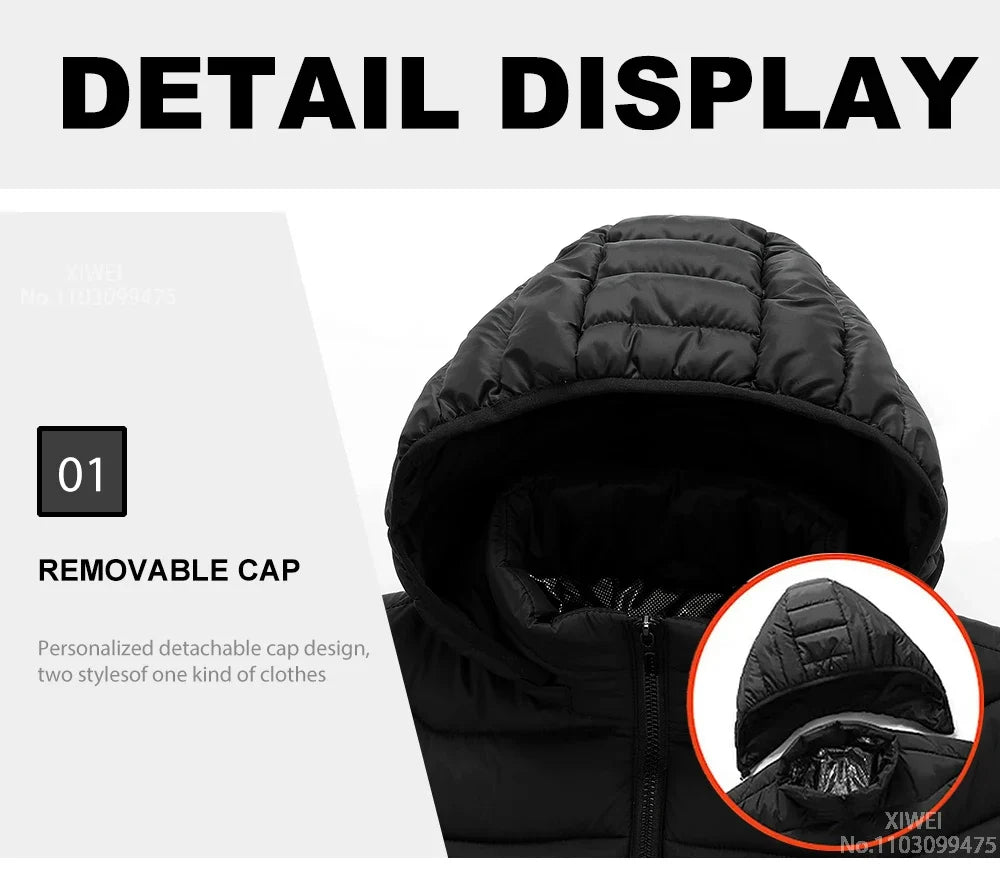 Self Heated Jacket Men Women USB Heated Clothing Cotton Washed Winter Thermal Skiing Camping Hiking Jacket 2-21 Areas Warm Coats