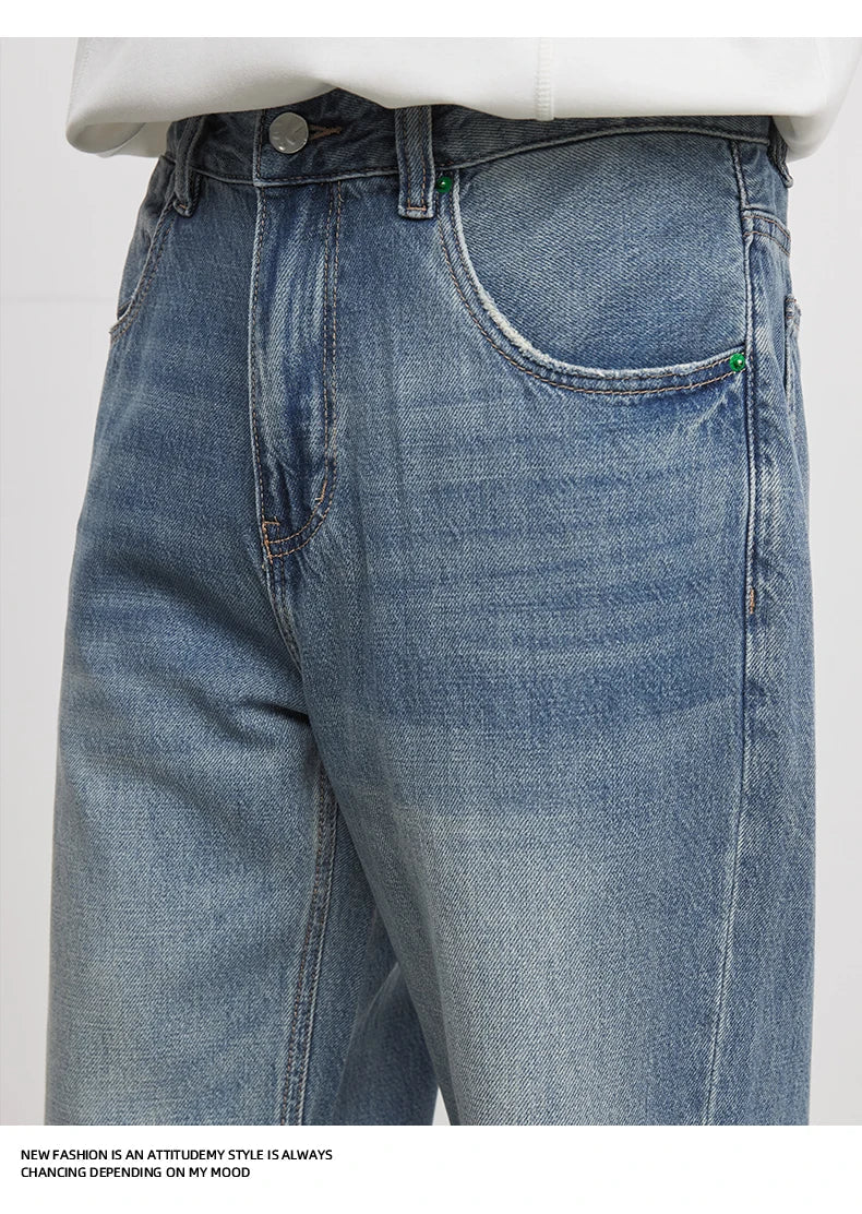 Fashion Men's Heavyweight 369g Bamboo Lyocell Jeans For Men's Spring And Autumn 2026 New Clanfit Straight Casual Pants