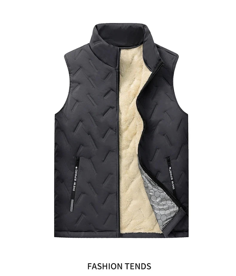 Unisex Large Size Lamb Velvet Fleece Lined Thickened Warm Vest Casual Fashion Collar Jacket M-7XL Couple Style Topwear