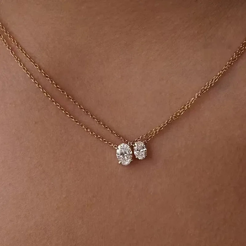 1/2/3Carat Oval Cut Solitaire Moissanite Pendant Necklace with certificate Diamond  Neckchain for women s925 silver Fine Jewelry